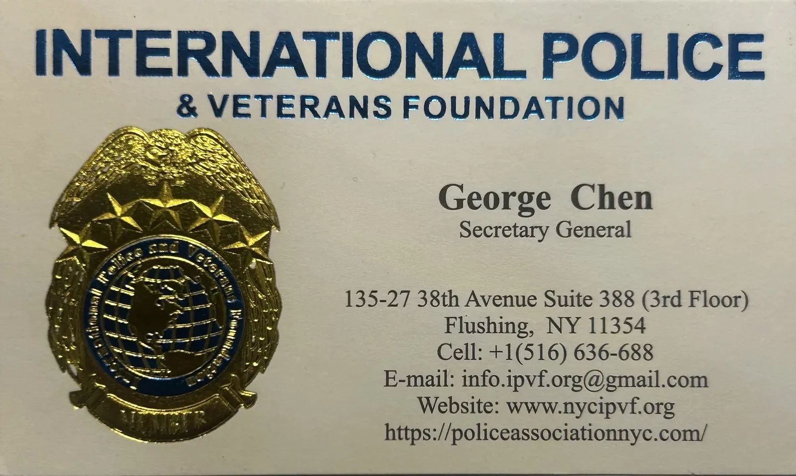 International Police & Veterans Foundation 名片